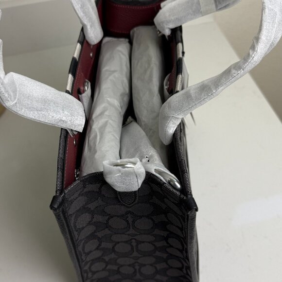 Dempsey Carryall Bag In Signature Canvas Black/White/Red - Picture 2 of 4